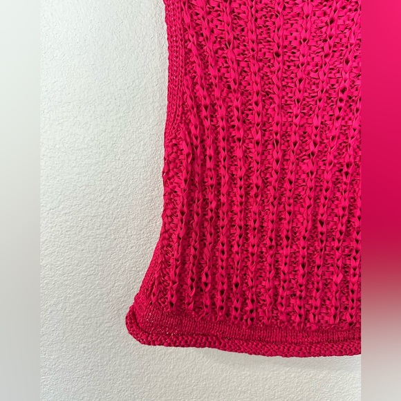 Anthropologie Moth Fuchsia Pink Cabled Knit Shell Sleeveless Sweater Tank Size M - Picture 2 of 8